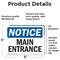 Signmission Main Entrance OSHA Notice Sign, Vinyl Decal, 5in W x 3.5in L, 2PK OS-2PACK-NS-D-35-L-14082 - alternate 5